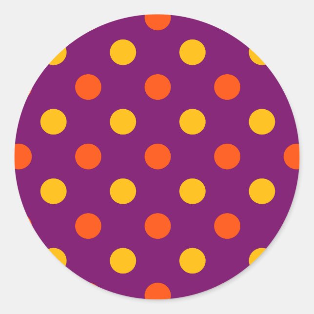 Sticker Rond Orange et points jaunes violets  (Devant)