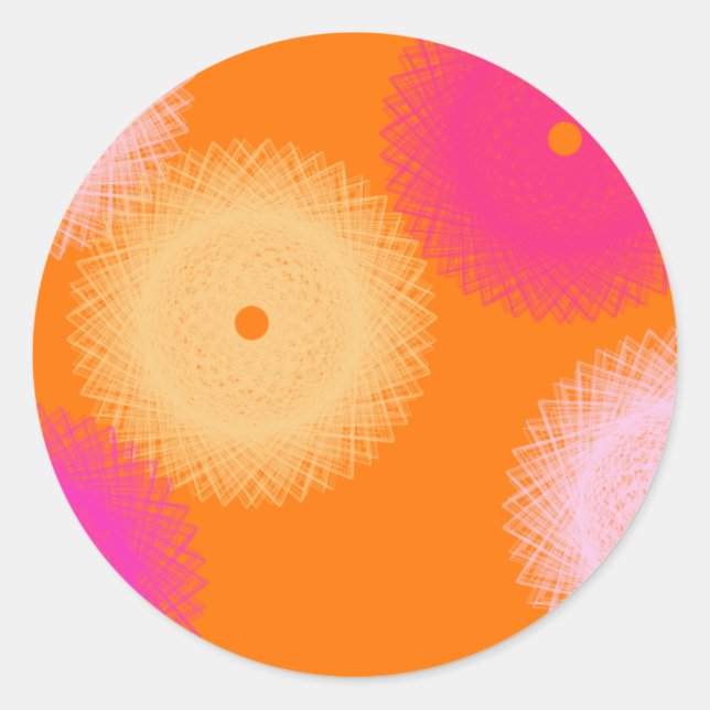 Sticker Rond orange et rose pop couleur (Devant)