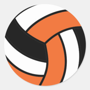 Sticker Rond Orange et White Volleyball