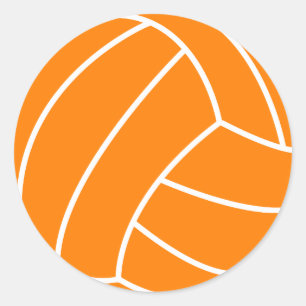 Sticker Rond Orange et White Volleyball