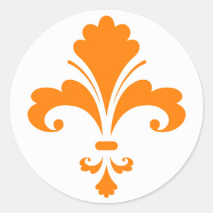 Sticker Rond Orange Fleur de lis