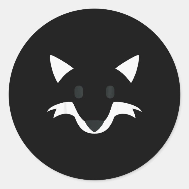 Sticker Rond Orange Fox Face Halloween Apparel Matching Group F (Devant)