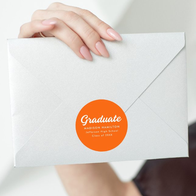 Sticker Rond Orange | Graduation de script en gras (Créateur téléchargé)