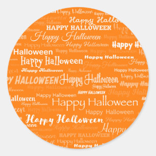 Sticker Rond Orange Happy Halloween Typographie moderne