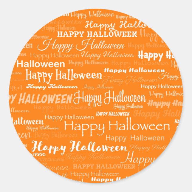 Sticker Rond Orange Happy Halloween Typographie moderne (Devant)