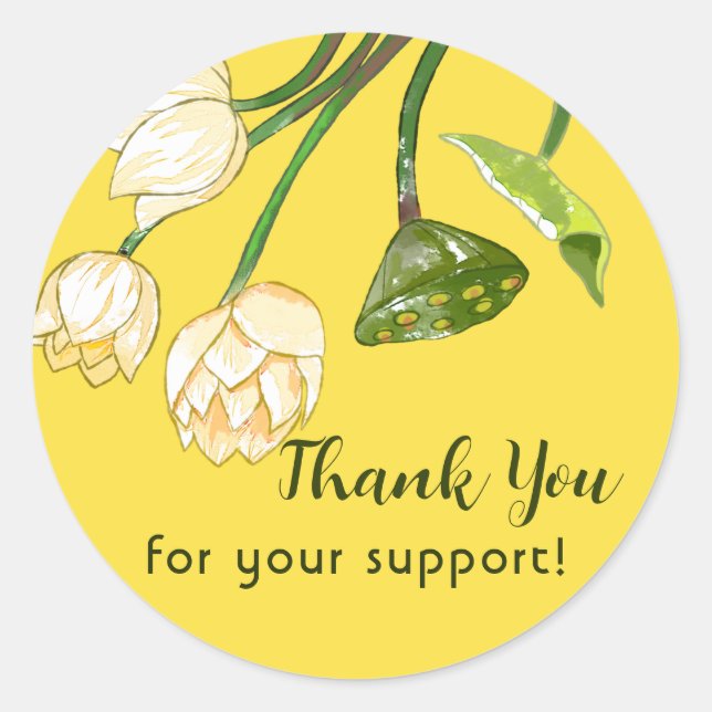 Sticker Rond Orange Jaune Lotus Fleurs Merci  Cla (Devant)