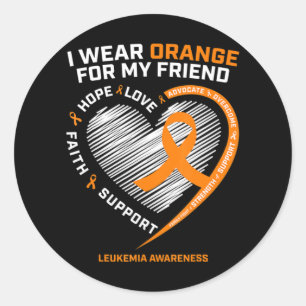 Sticker Rond Orange Leukemia Sensibilisation Ami Cadeaux Hommes