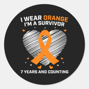 Sticker Rond Orange Leukemia Survivante Cadeaux 7 ans Cancer Gr