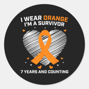 Sticker Rond Orange Leukemia Survivante Cadeaux 7 ans Cancer Gr