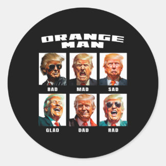 Sticker Rond Orange Man D - The Many Faces Of Donald Trump
