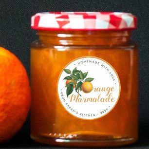 Sticker Rond Orange Marmalade fait maison avec Love Citrus Jar 
