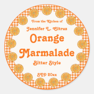 Sticker Rond Orange Marmalade sur En vichy