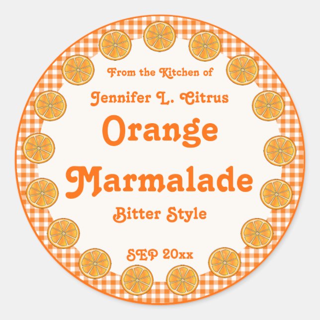 Sticker Rond Orange Marmalade sur En vichy (Devant)