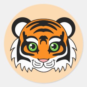 Sticker Rond Orange mignonne de tigre