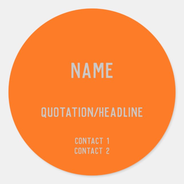Sticker Rond Orange Néon Personnalisé (Devant)