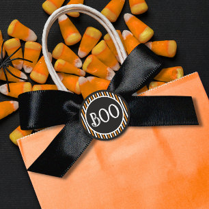 Sticker Rond Orange & Noir Rayure Vintage BOO