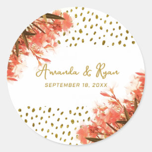 Sticker Rond Orange Oleander Fleurs Floral Plage Mariage