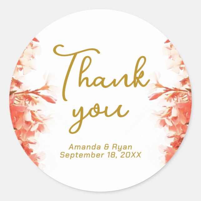Sticker Rond Orange Oleander Fleurs Merci Floral (Devant)