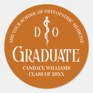 Sticker Rond Orange Ostéopathic Médicale School Graduation Part
