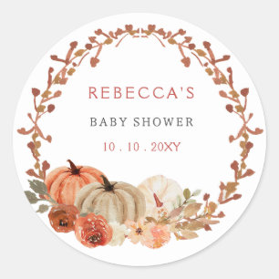Sticker Rond Orange Petit Citrouille Baby shower neutre pour le
