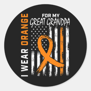 Sticker Rond Orange Pour Mon Grand Grand Grand-Père Leucémie Ca