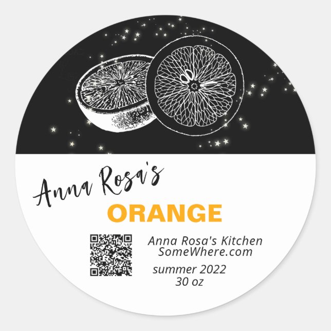 STICKER ROND ** ORANGE QR AP30. DÉSHYDRATE CANNING FREEZE (Devant)