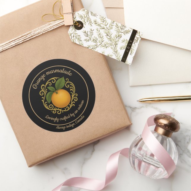 Sticker Rond Orange Radiance – Artisan Marmalade Label (Cadeaux)