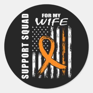 Sticker Rond Orange Ribbon Femme Leucémie Sensibilisation États