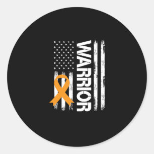 Sticker Rond Orange Ribbon Warrior USA Sensibilisation au cance