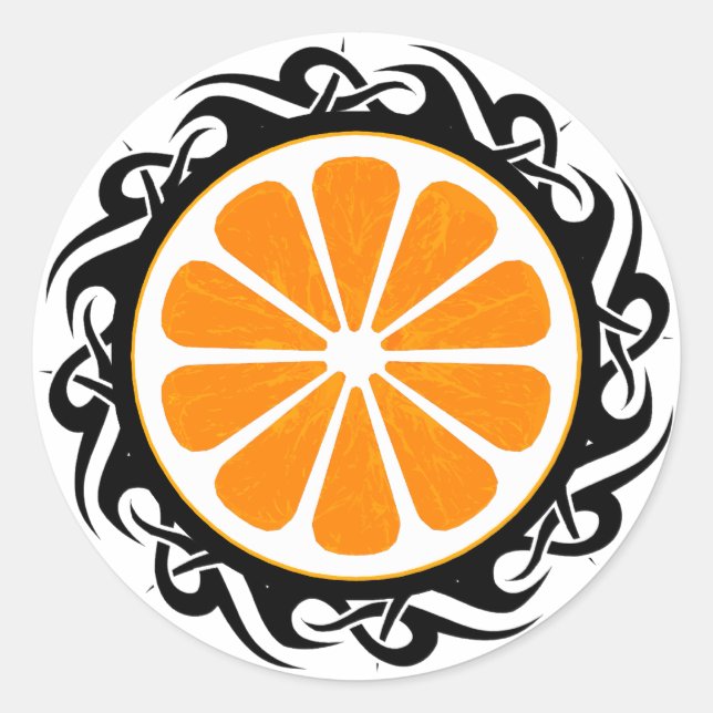 Sticker Rond orange. tribal. (Devant)
