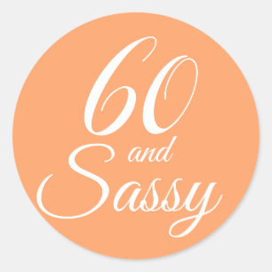 Sticker Rond Orange tropical 60 Sassy 60e anniversaire