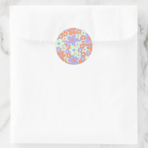 Sticker Rond Orange violet bleu rétro Y2K les années 70 Fleur M