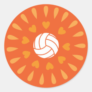 Sticker Rond Orange Volleyballs Motif Kaleidoscope