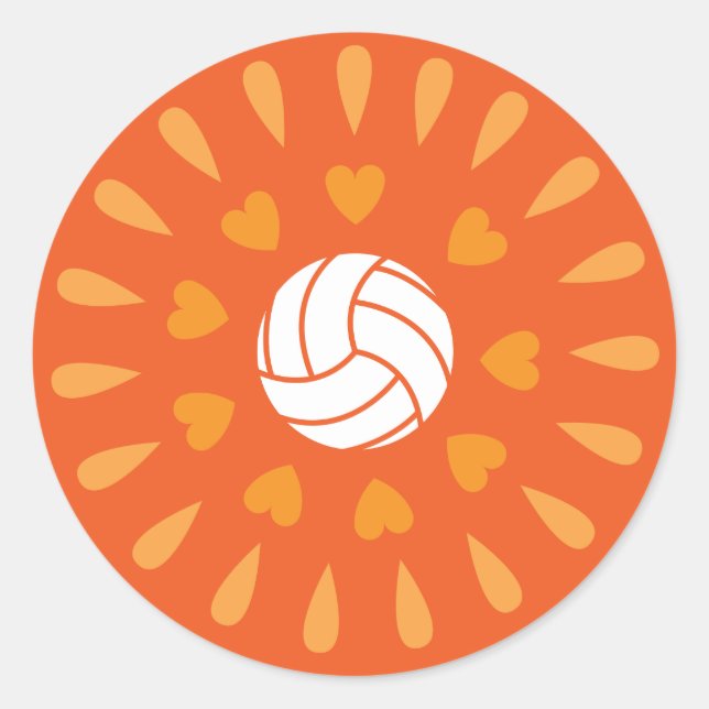 Sticker Rond Orange Volleyballs Motif Kaleidoscope (Devant)