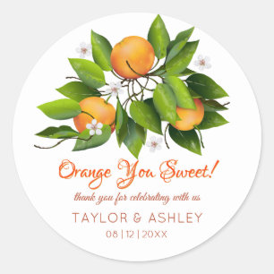 Sticker Rond Orange Vous Fruit Sucré Mariage