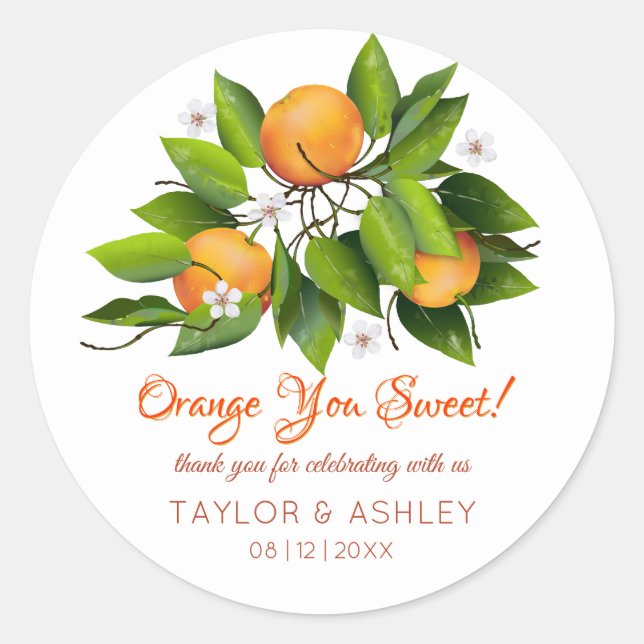 Sticker Rond Orange Vous Fruit Sucré | Mariage (Devant)