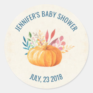 Sticker Rond Orange Watercolor Citrouille Automne saison STD