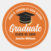 Sticker Rond Orange White Graduate Custom 2024 Graduation (Devant)