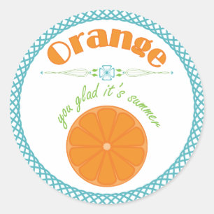 Sticker Rond Orange You Glace Son Été avec Frontière Turquoise