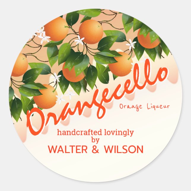 Sticker Rond Orangecello Orange Moderne (Devant)