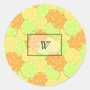 Sticker Rond oranges citrons citron vert agrumes