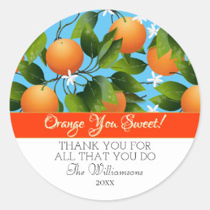 Sticker Rond Oranges Citrus Fruit Canning Thank You