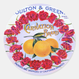 Sticker Rond Oranges de la marque Carnation ~ Fruit Crate Vinta