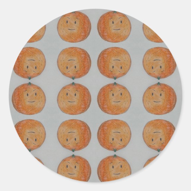 Sticker Rond Oranges tangerines mandarines agrumes mignons (Devant)