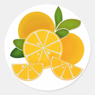 Sticker Rond Oranges, tranches d'orange, agrumes