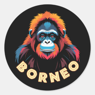 Sticker Rond Orangutan Borneo