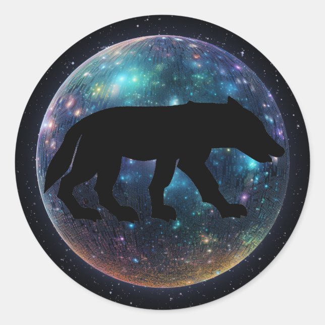 Sticker Rond Orb spatial Wolf Pictish (Devant)