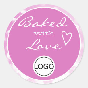 Sticker Rond Orbes de rose rose Fille au four avec logo d'amour