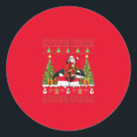 Sticker Rond orca christmas pajama<br><div class="desc">orca christmas pajama, christmas orca whale, christmas pajama, whale pajama, christmas whale, christmas animal, santa riding orca, this is my christmas pajama, christmas pajama for kids</div>