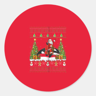 Sticker Rond orca christmas pajama
